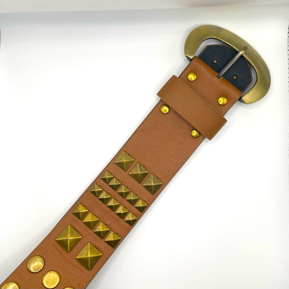 Brown Brass Studded Belt